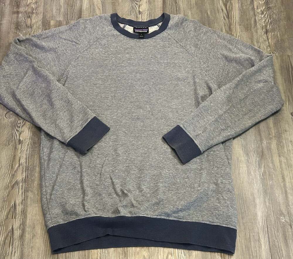 Patagonia Men's Trail Harbor Crewneck Sweatshirt Striped Long Sleeve